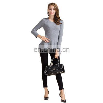 100% Cashmere Ladies Pullover Sweater Slim Fit Cropped O-Neck Solid Pattern Knitted Casual Style Winter OEM Service Available