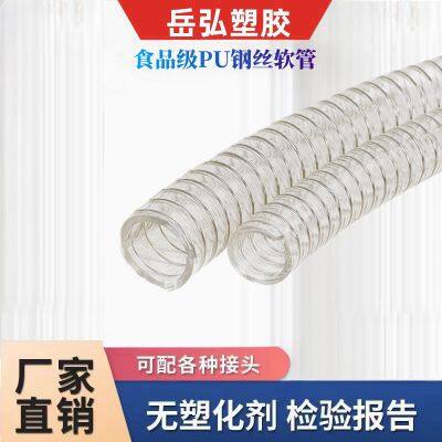 Transparent food grade PU steel wire hose PU wine and water pipesWear-resistant and pressure-resistant 304 stainless steel wire hose