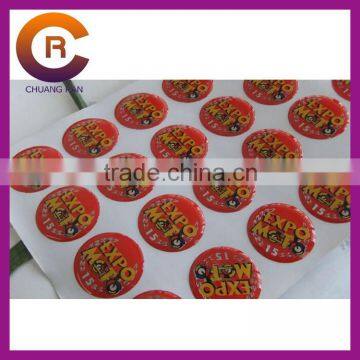 Small MOQ brand name gel Self-Adhesive 3-D clear make custom crystal dome gel sticker