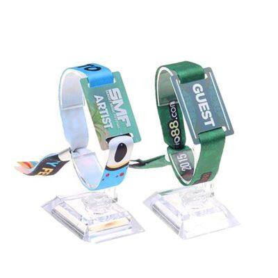 13.56Mhz RFID Wooden Woven Fabric Bracelet Nylon NTAG213 Wristband