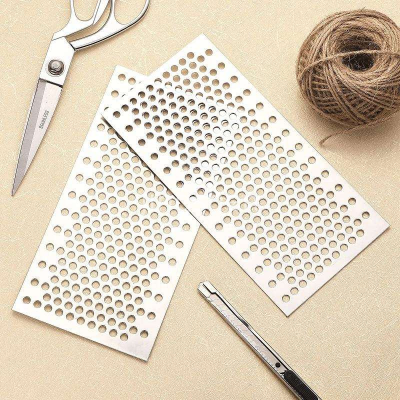 Polished, Perforated 90-degree Circular Mesh Diamond-shaped Curtain Wall Cladding Metal Grille, Including Cutting Service