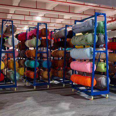 Industrial Steel Frame Textile Sorting Trolley With Reinforced Fabric Rails