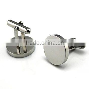 Wholesale 316L Stainless Steel Round Cufflinks A Pair For Men Wedding Days Silver Plated