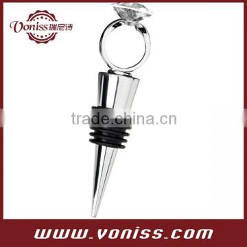 Ring Chrome Diamond-Ring Bottle Stopper wedding wine stopper opener in Gift Box