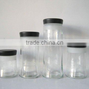 clear glass storage jar