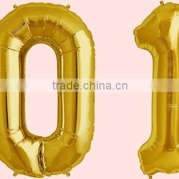 Gold 16 inch Foil Number Balloon Pack for New Years Eve