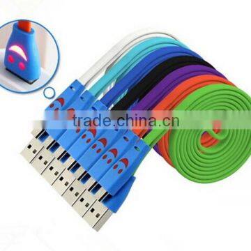 2015 New Colorflu LED Smiley Face Micro USB Cable for IPhone 6 5g 6g