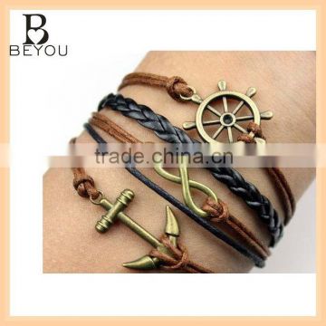 hot bracelet anchor bracelet rudder bracelet leather bracelet