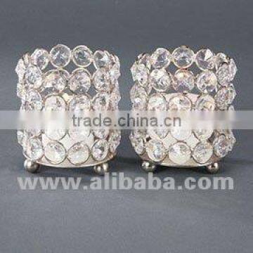 Crystal beaded votive/Decorative tea light votive/Round shape tea light votives