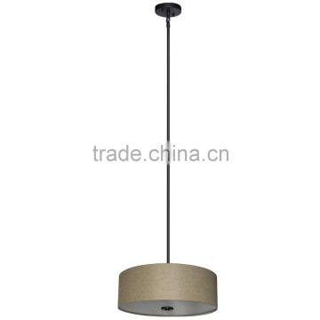 4 light chandelier(Lustre/La arana) in ebony bronze finish with a round 22" linen look woven basket fabric shade