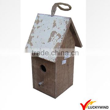 Decorative Snow White Painted Roof Small Wood Crafts Bird House