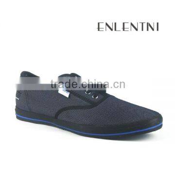 Rubber sole comfortable men casual shoe lace-up canvas casual shoe for men black color