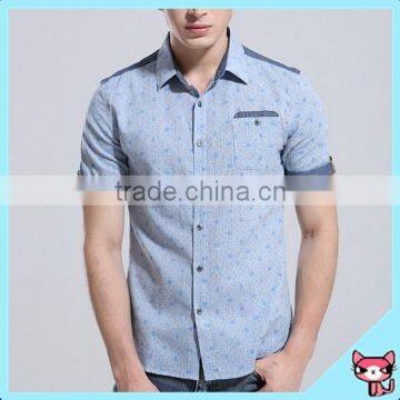 Fashion design special button blue work man shirt