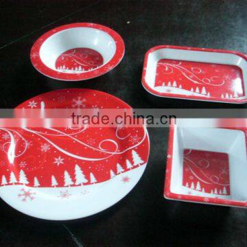 4 pcs christmas melamine dinnerware set