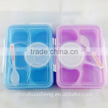 PP Food Grade 5-Compartment Microwave Safe Food Container lunch box with Lid