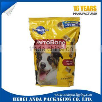 2016 Hot sale stand up dog food packaging plastic zipper bag