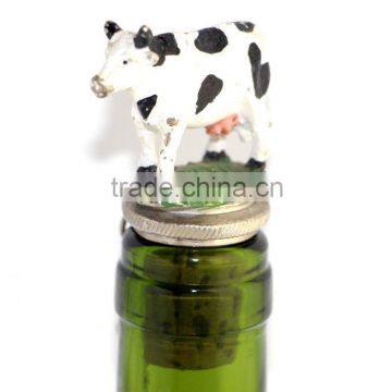 farmer unique design painted cow bottle stopper