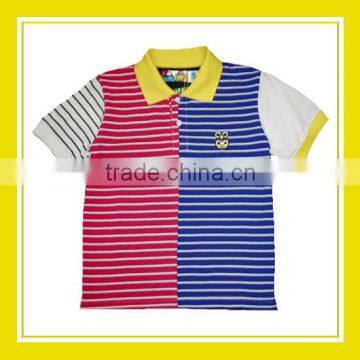 2016 Fashion Products Bros Baby Rinne Embroidery Fuchsia Blue White Stripes Women Printed Short Sleeve Polo Shirt