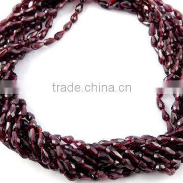 2 Strands Super Finest Quality Genuine Red Garnet Faceted Drops Jewelry Drilled Beads Approx 4x7-5x9mm 14" Long