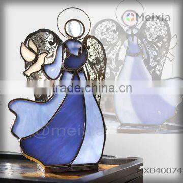 MX040074 soldered tiffany style stained glass angel holder candle holder for christmas decoration item wholesale