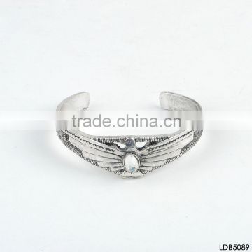 Peace dove anti-silver cuff bangle fashion gemstone bangle alibaba china