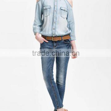 Fake Two pc One-piece Women Clothing Oem Customized Jeans Wholesale China photo-2