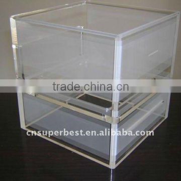 Clear acrylic box with two drawers