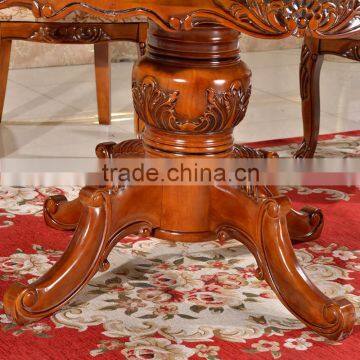 Round Shape Wooden Furniture Reclaimed Rubber Wood Dining Table With Turntable photo-3