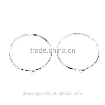 Fashion Jewelry Silver plating Wide shiny hoop earrings for girls