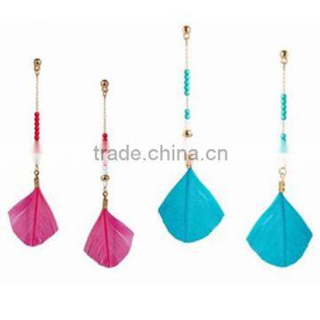 Simple seed beads line feathee tassel clip-on earring