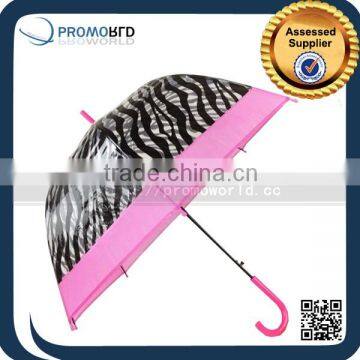 Leopard Printed Zebra Straight Promotional Clear Plastic Umbrella