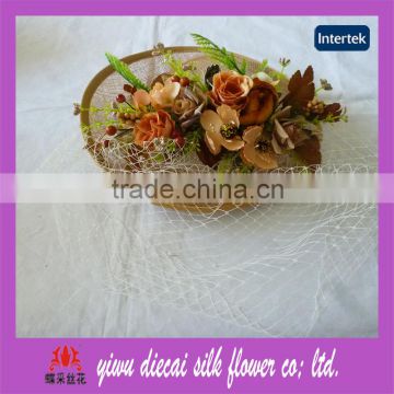 Handmade Artifical Flower Group Decorated Women Sinamay Hat for Party