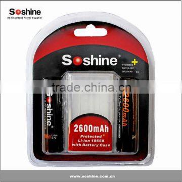 Li-ion 18650 rechargeable Protected Battery: 2600mAh 3.7V by soshine