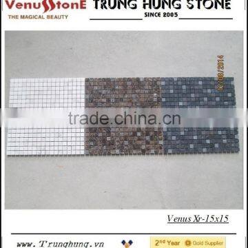15*15 Dark Emperador Split Face Marble Mosaic Tiles photo-3