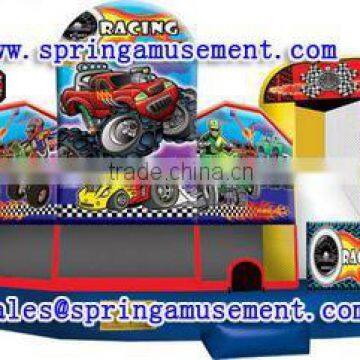 Top design and wonderful Racing fun inflatable combo, inflatable bouncy house, inflatable dry slide