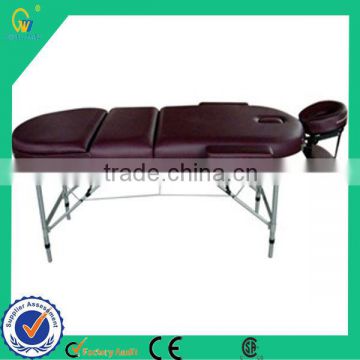 Soft Dark Brown PV Leather Aluminum Men's Shape-building Massager Table with 2 sections for sex sauna