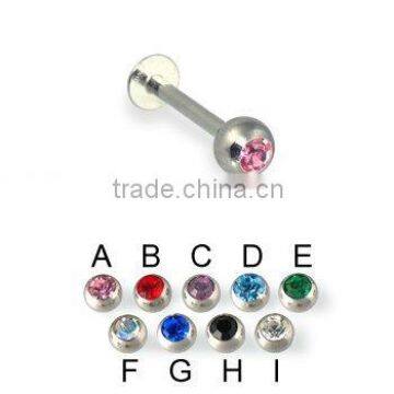 16G Jeweled Labret Stainless Steel Lip Piercing
