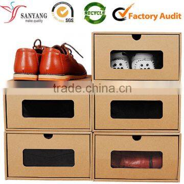 Custom Printed Corrugated Shoe Packaging Box Folding Shoe Storage Box With Drawer