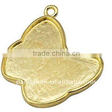 Brass Necklace Pendant Cabochon Settings(KK-Q081-G)