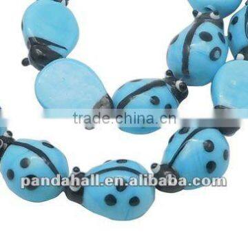 Handmade Halloween Lampwork Jewelry Beads, Beetle Animal, LightBlue(LAMP-Q007-6)