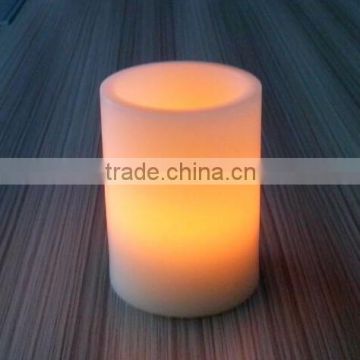 4 inch ivory smooth surface flat top small led flickering real wax pillar candles for home decor