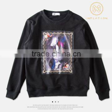 Custom OEM plain Black Color Letter Printing Sportswear Sweatshirts Men with discount
