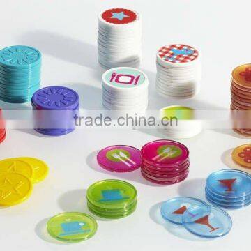 Embossed Plastic Token Coins in Stock - Neon Yellow - Cutlery photo-2