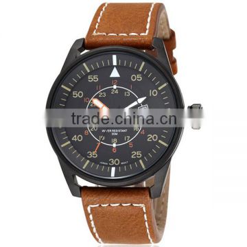 YB business men's sport watch military style genuine leather band