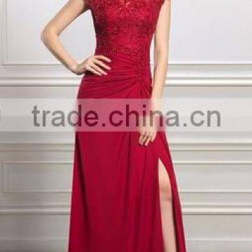 Everning Dress Party dress Sheath/Column Scoop Neck Floor-Length Chiffon Tulle Mother of the Bride Dress With Ruffle Beading App