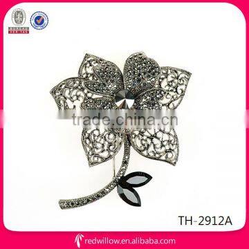 Natural stone brooch pin Lotus Wholesale rhinestone brooch