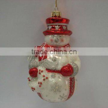 Hanging glass snowman decoration