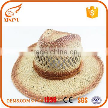 Cheap promotion paper straw hat light up folding denim cowboy hat