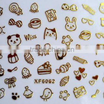 12Designs Golden Nail Art Water Decal Sticker Transfer Stickers (XF6061-6072)HN1810 photo-3