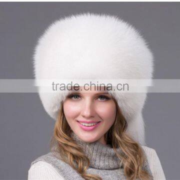 Women Wholesale Winter White Fox Fur Caps Hats